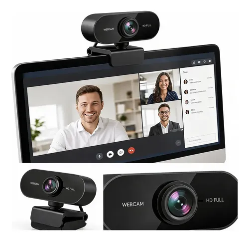 Webcam full hd 1080p com microfone usb 360 graus pc notebook
