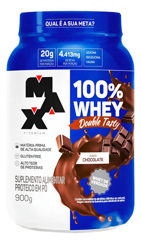 Whey 100 concentrado double tasty max titanium pote 900g sab