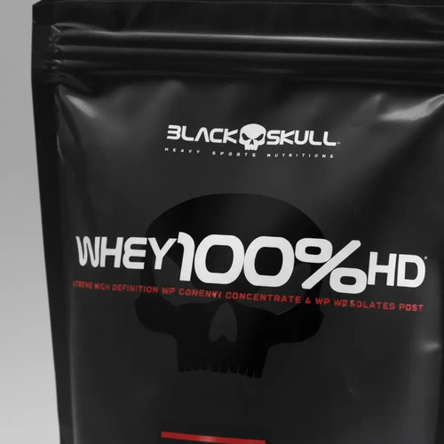 Whey 100% Hd Refil Black Skull - 900g (wpc, Wpi E Wph) Sabor Morango
