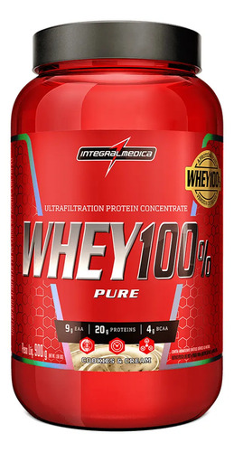 Whey 100 pure cookies 900g pote aumento de massa magra com