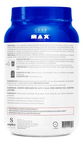 Whey Concentrado 100% Whey Protein Concentrado 900g Chocolate