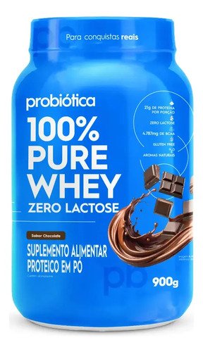 Whey concentrado 900g 100 pure whey zero lactose probiotica