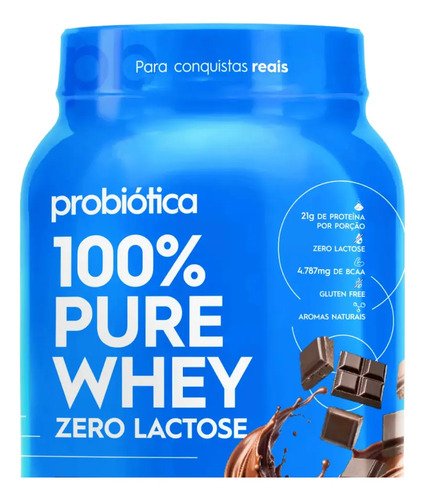 Whey Concentrado 900g 100% Pure Whey Zero Lactose Probiótica Whey Protein Chocolate Sem Lactose