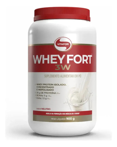 Whey fort 3w neutro 900g vitafor