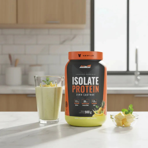 Whey Isolado New Millen Isolate Protein Pó 900g Pote Sabor Abacaxi Com Hortelã