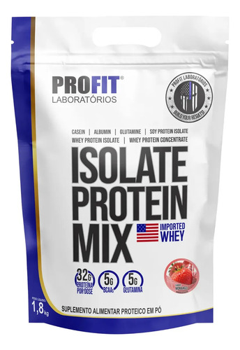 Whey isolate protein mix refil 18kg profit labs sabor mora