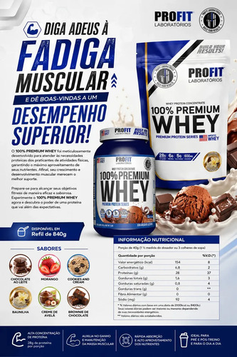 Whey Protein 100% Concentrado Premium 2kg - Profit Labs Sabor Chocolate