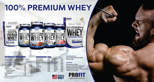 Whey Protein 100% Concentrado Premium 2kg - Profit Labs Sabor Chocolate