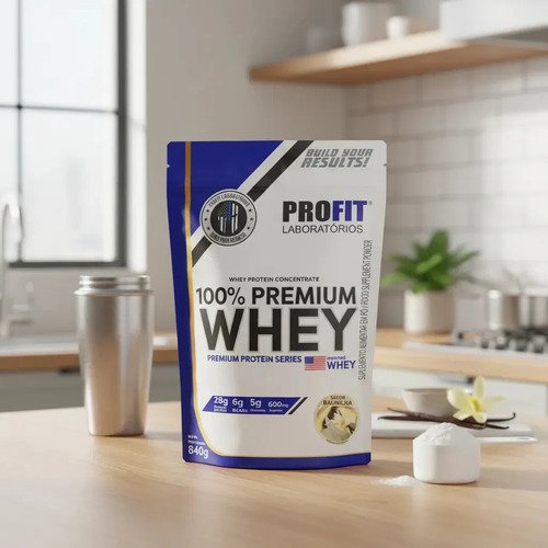 Whey Protein 100% Concentrado Premium 840g Profit Sabor Baunilha