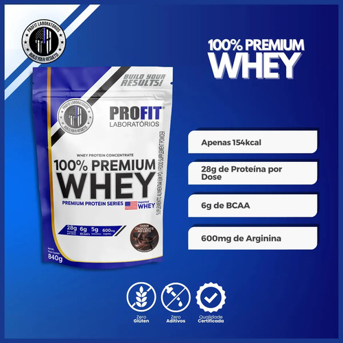 Whey Protein 100% Concentrado Premium 840g Profit Sabor Chocolate