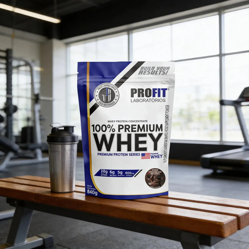 Whey Protein 100% Concentrado Premium 840g Profit Sabor Chocolate