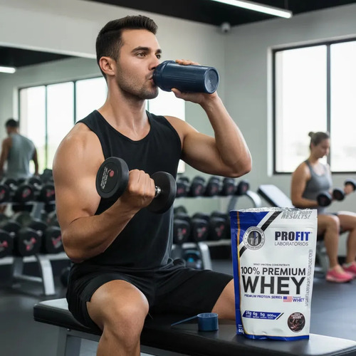 Whey Protein 100% Concentrado Premium 840g Profit Sabor Chocolate