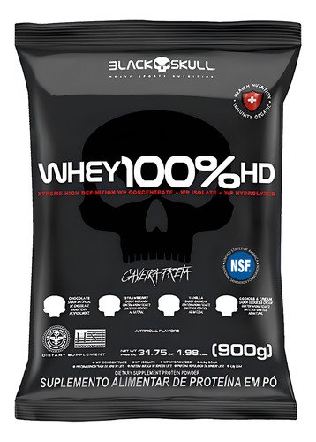 Whey protein 3w black skull 900g refil 100 hd concentrado sa