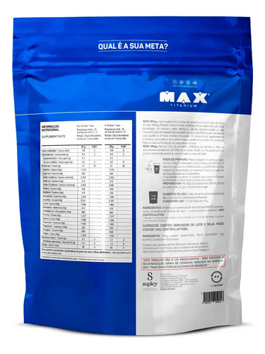 Whey Protein 900g 100% Whey Refil Max Titanium Baunilha Whey Concentrado