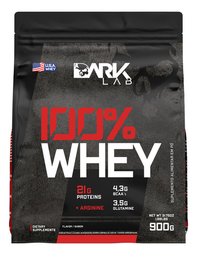 Whey protein concentrado 100 900g refil dark lab sabor bauni