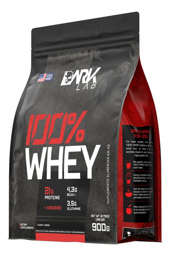 Whey Protein Concentrado 100% 900g Refil Dark Lab Sabor Baunilha