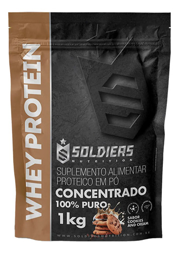 Whey protein concentrado 1kg cookies soldiers nutrition