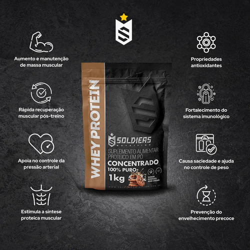 Whey Protein Concentrado 1kg Cookies Soldiers Nutrition