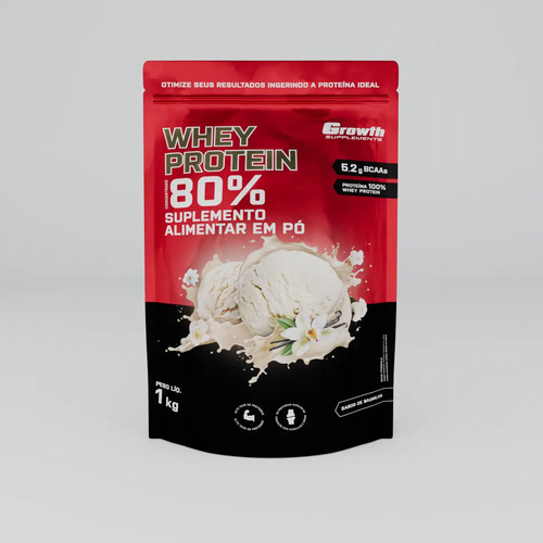 Whey Protein Concentrado 1kg Growth Supplements - Baunilha