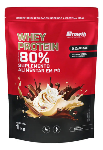Whey protein concentrado 1kg growth supplements capuccino