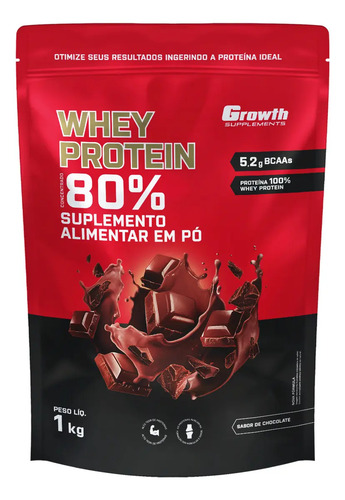 Whey protein concentrado 1kg growth supplements chocolate