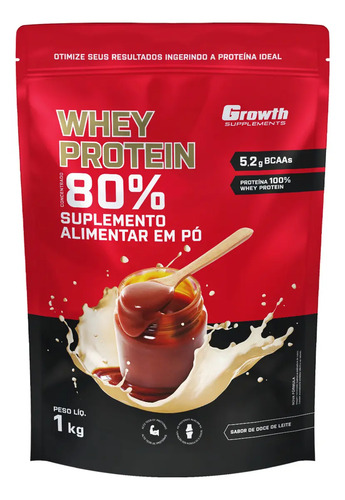 Whey protein concentrado 1kg growth supplements doce de le