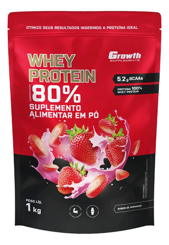 Whey protein concentrado 1kg growth supplements morango