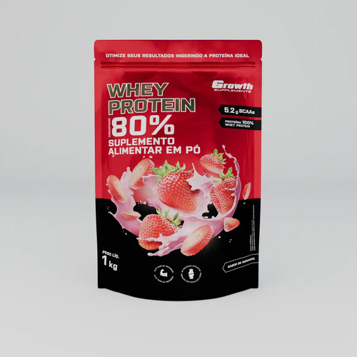 Whey Protein Concentrado 1kg Growth Supplements - Morango