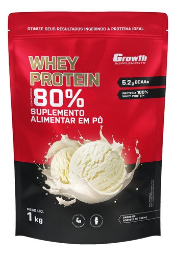 Whey protein concentrado 1kg growth supplements sorvete de