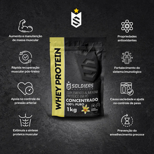 Whey Protein Concentrado 1Kg Sabor Baunilha Soldiers Nutrition