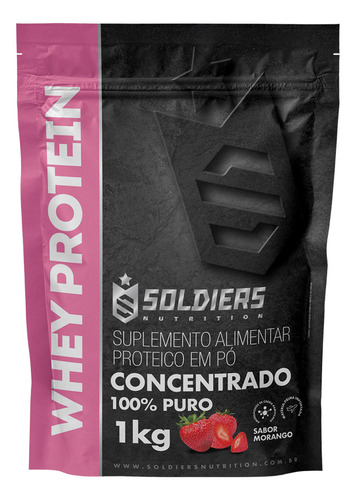 Whey protein concentrado 1kg sabor morango soldiers nutritio