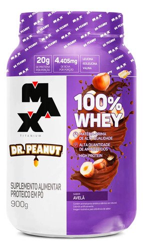 Whey protein dr peanut 100 whey concentrado 900g max titaniu