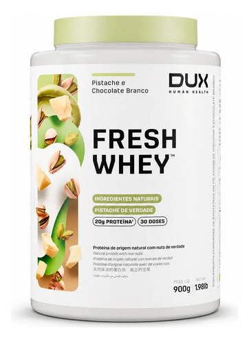 Whey protein fresh whey dux 900g pistache chocolate branco