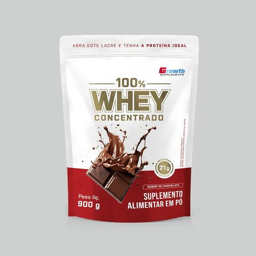 Whey protein Growth Supplements 100% Concentrado 900g em pó sabor Chocolate x 900g
