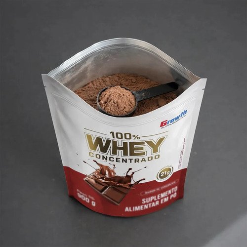 Whey protein Growth Supplements 100% Concentrado 900g em pó sabor Chocolate x 900g