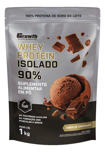 Whey protein isolado 1kg growth supplements chocolate 1