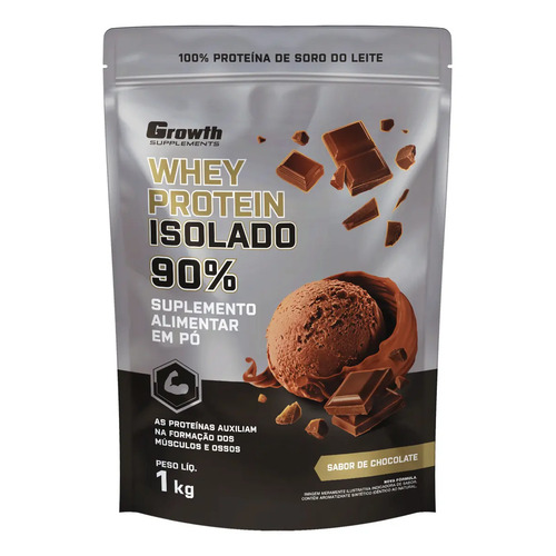 Whey protein isolado 1kg growth supplements chocolate 1
