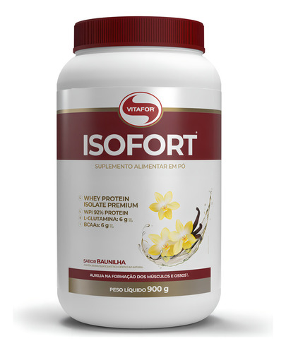 Whey protein isolado isofort baunilha pote 900g vitafor