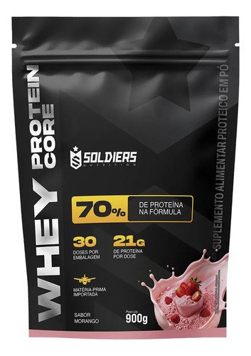 Whey protein soldiers nutrition em po sabor morango x 900g