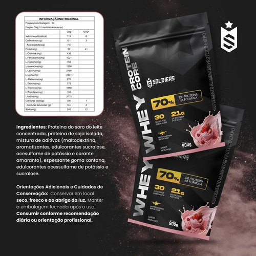 Whey protein Soldiers Nutrition em pó sabor Morango x 900g