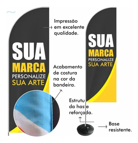 Windbanner Personalizado Kit Completo Do Seu Jeito 2,8m