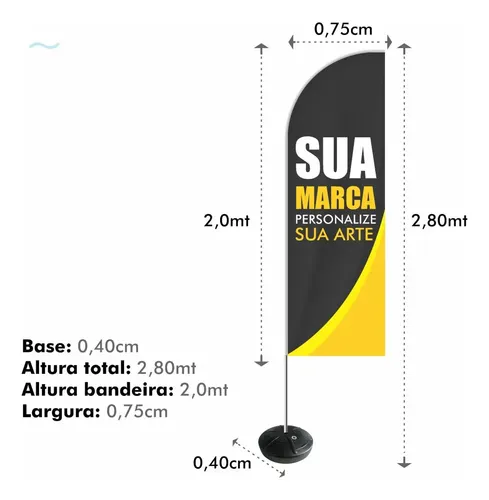 Windbanner Personalizado Kit Completo Do Seu Jeito 2,8m
