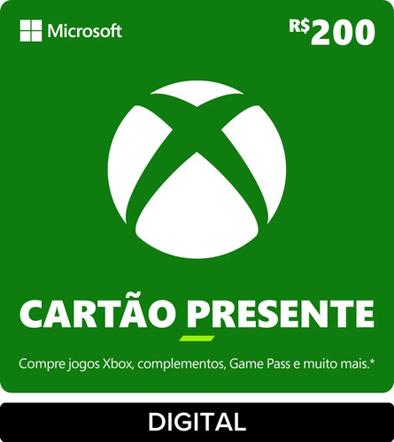 Xbox cartao presente r 200 gift card digital