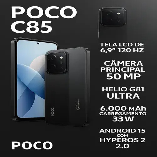 Xiaomi Poco C85 Preto 256GB 8GB RAM Dual SIM Black