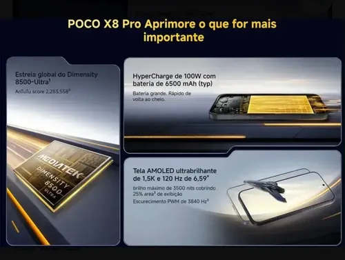 Xiaomi Poco X8 Pro 512gb 12gb Ram Lançamento 2026 Com Nfc