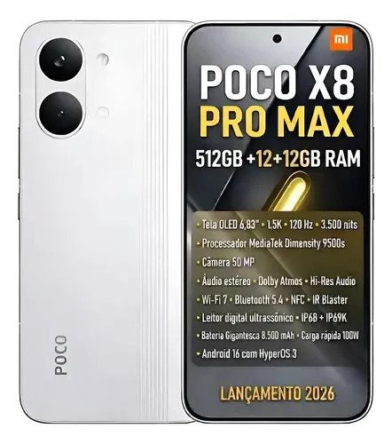 Xiaomi poco x8 pro max 12gb 12gb ram 512gb global nfc cor br