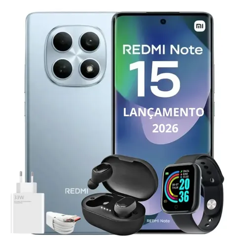 Xiaomi redmi note 15 256gb 16gb ram lancamento 2026 brindes