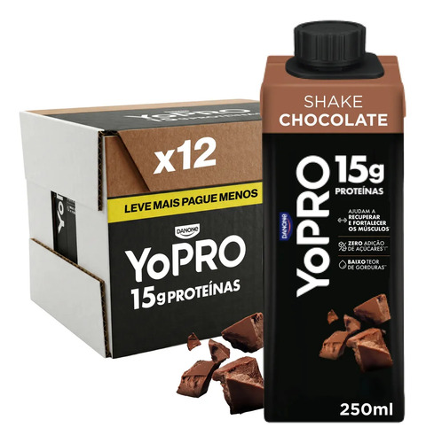 Yopro bebida lactea uht chocolate 15g de proteinas 250ml 1