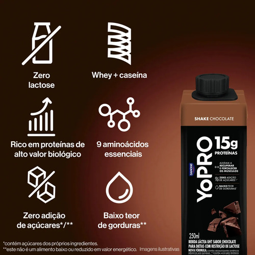 YoPRO Bebida Láctea UHT Chocolate 15g de proteínas 250ml - 12 unidades