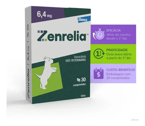 Zenrelia 6,4mg 30 Comprimidos para Dermatite Alérgica em Cães